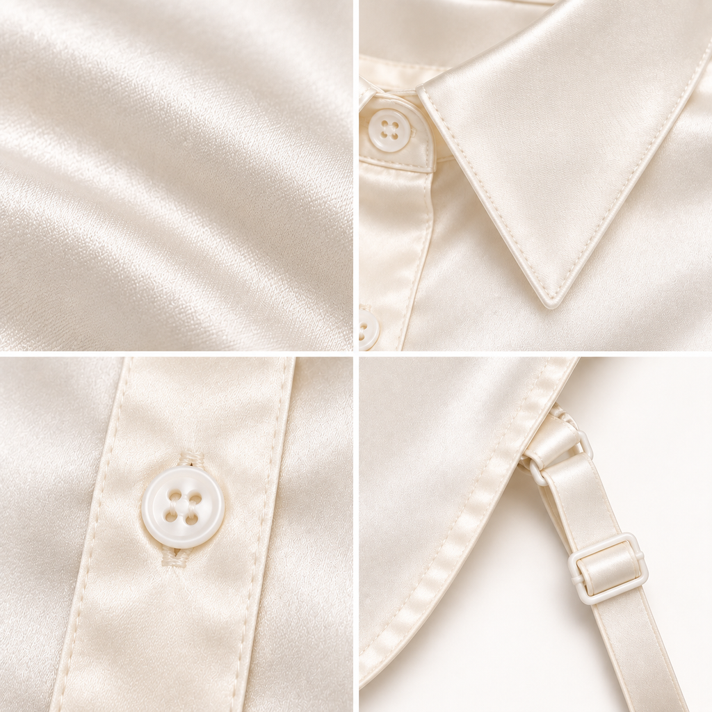 HAYZO Ivory Satin Detachable Shirt Collar