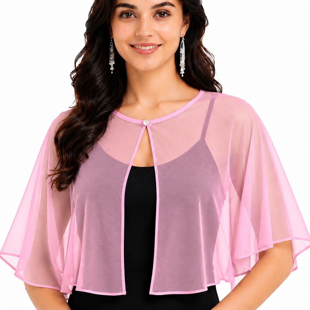 HAYZO Pink Sheer Cape Shrug