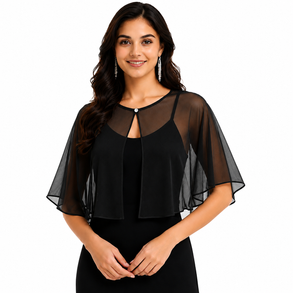 HAYZO Women’s Black Net Cape Shrug