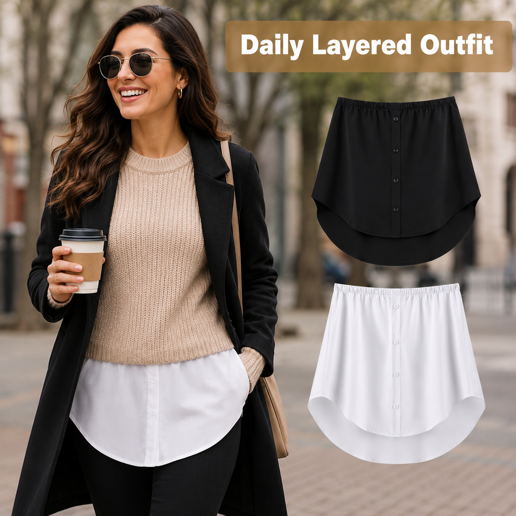 HAYZO Detachable Shirt Extender for Women Pack of 2 | Black & White Layering Accessory