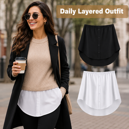 HAYZO Detachable Shirt Extender for Women Pack of 2 | Black & White Layering Accessory