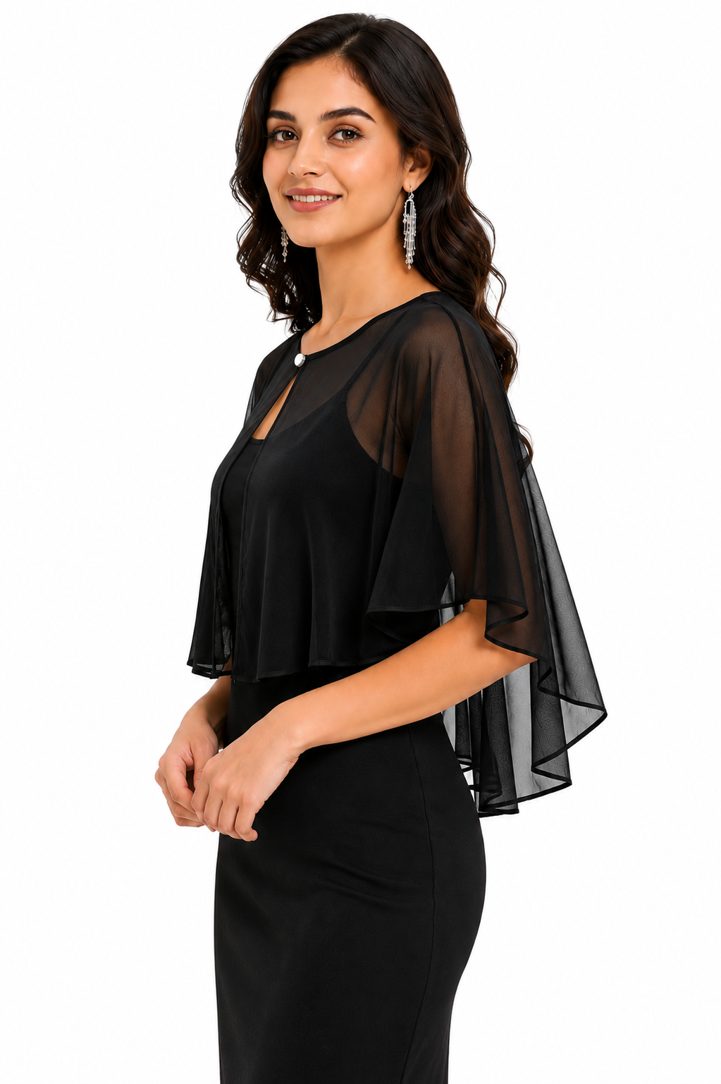 HAYZO Women’s Black Net Cape Shrug