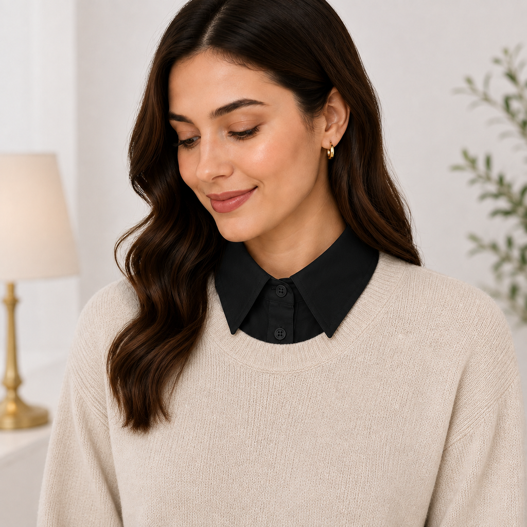 HAYZO Black Detachable False Shirt Collar for Women | Layering Accessory