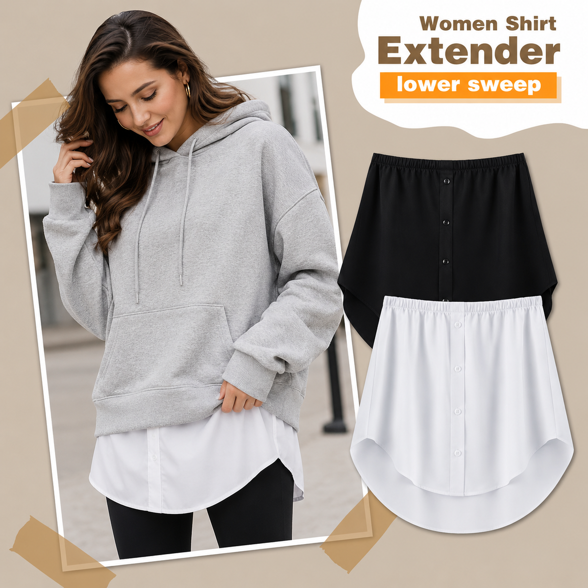 HAYZO Detachable Shirt Extender for Women Pack of 2 | Black & White Layering Accessory