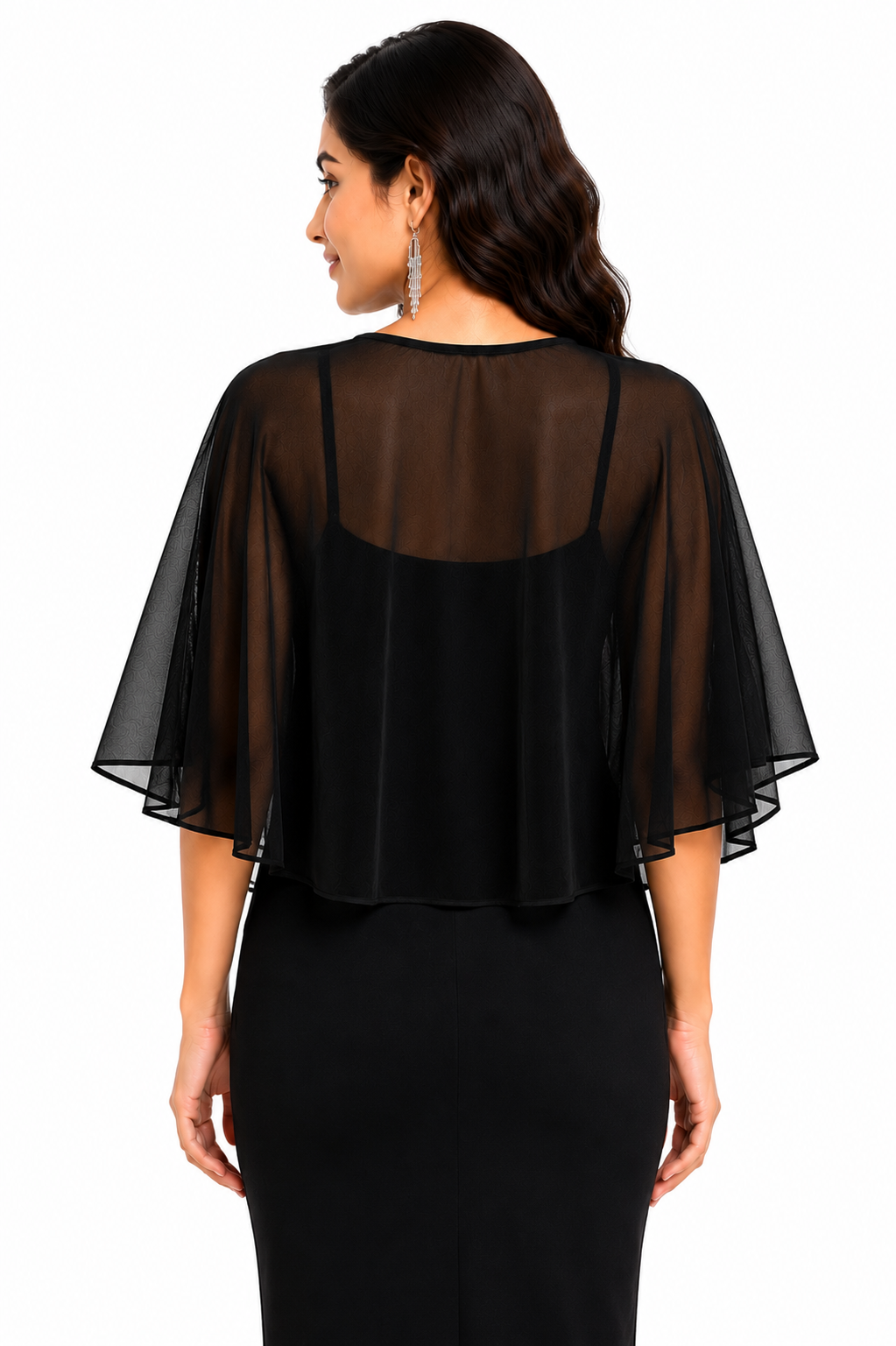 HAYZO Women’s Black Net Cape Shrug