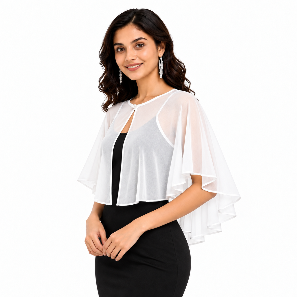HAYZO White Sheer Cape Shrug for Women