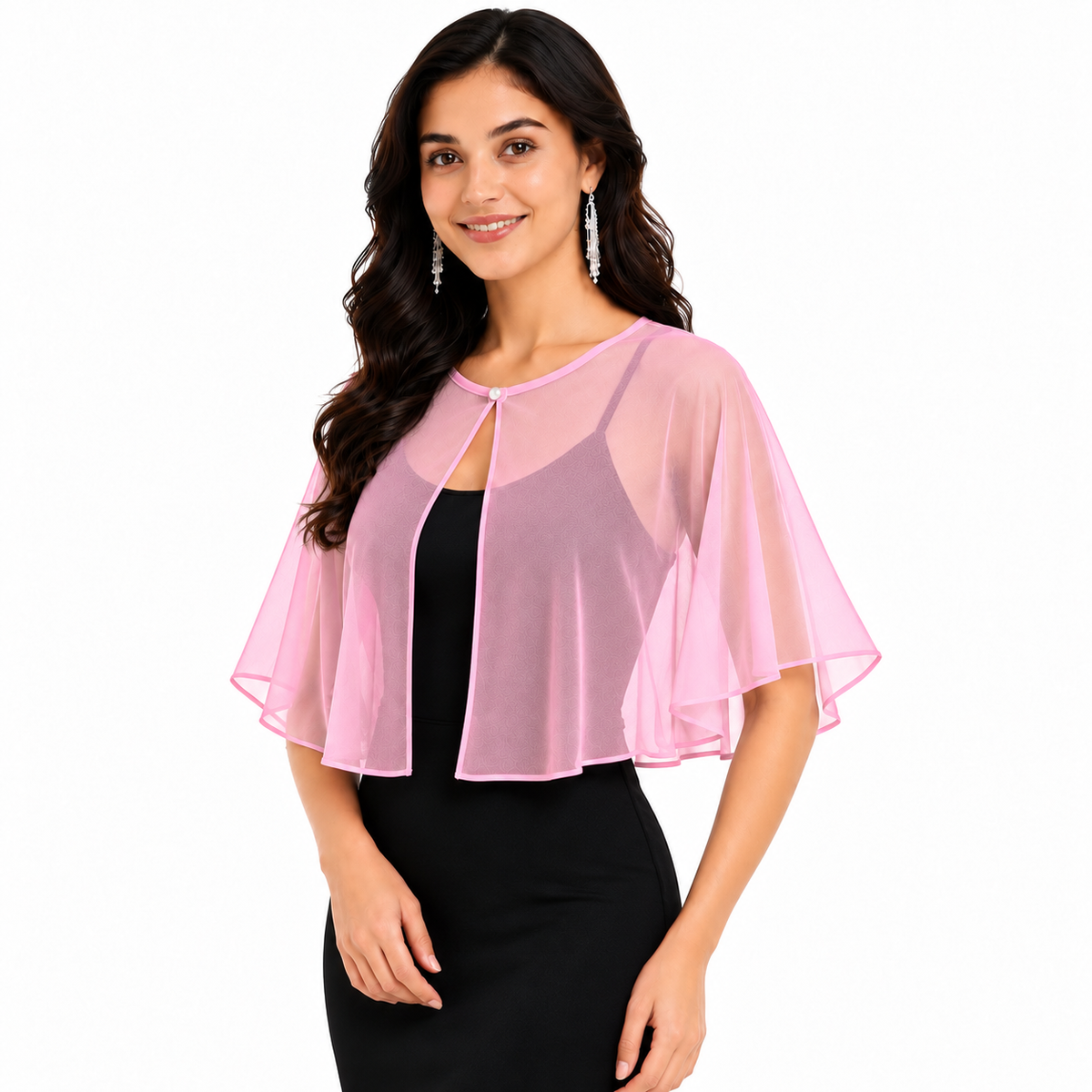 HAYZO Pink Sheer Cape Shrug