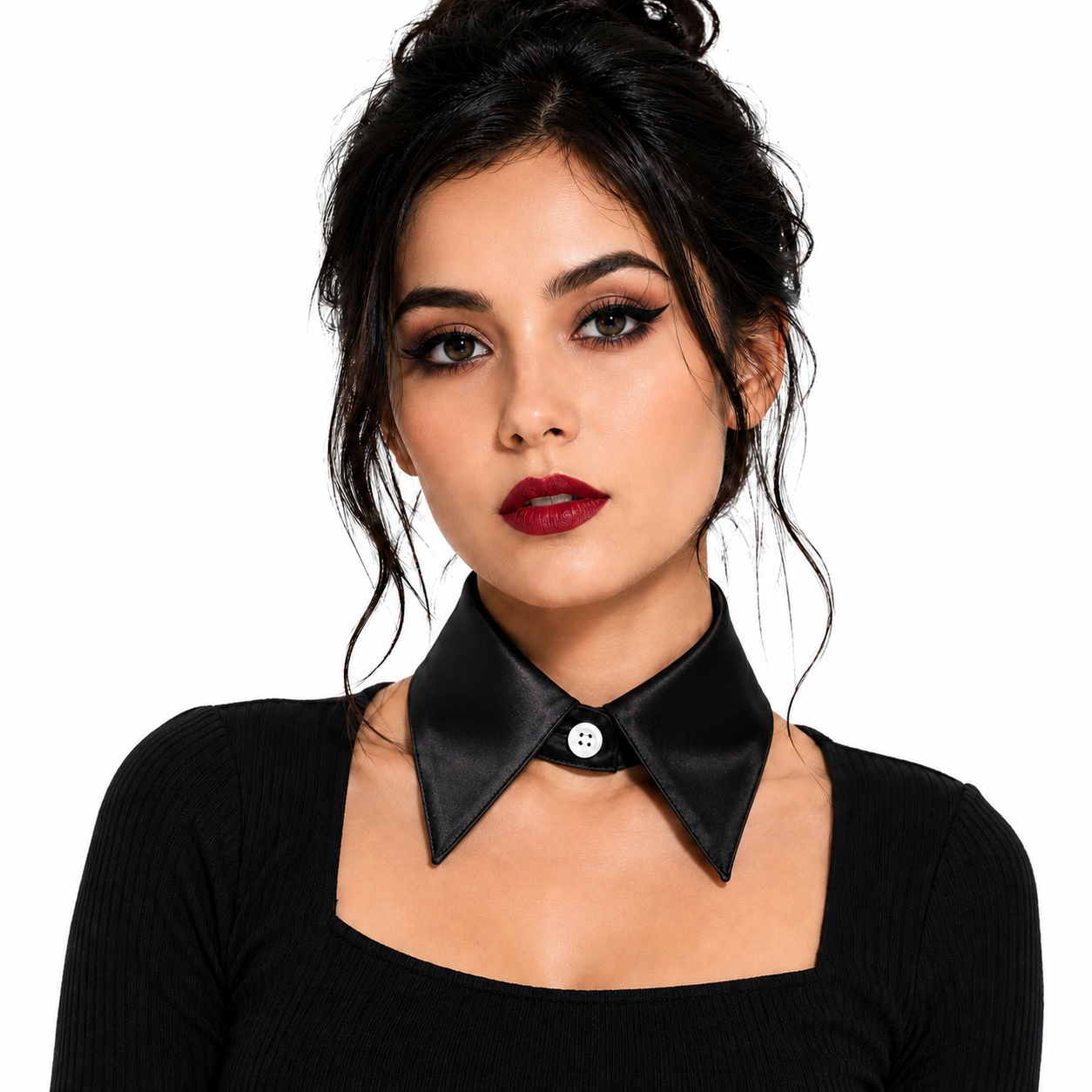 HAYZO black satin detachable shirt collar for women