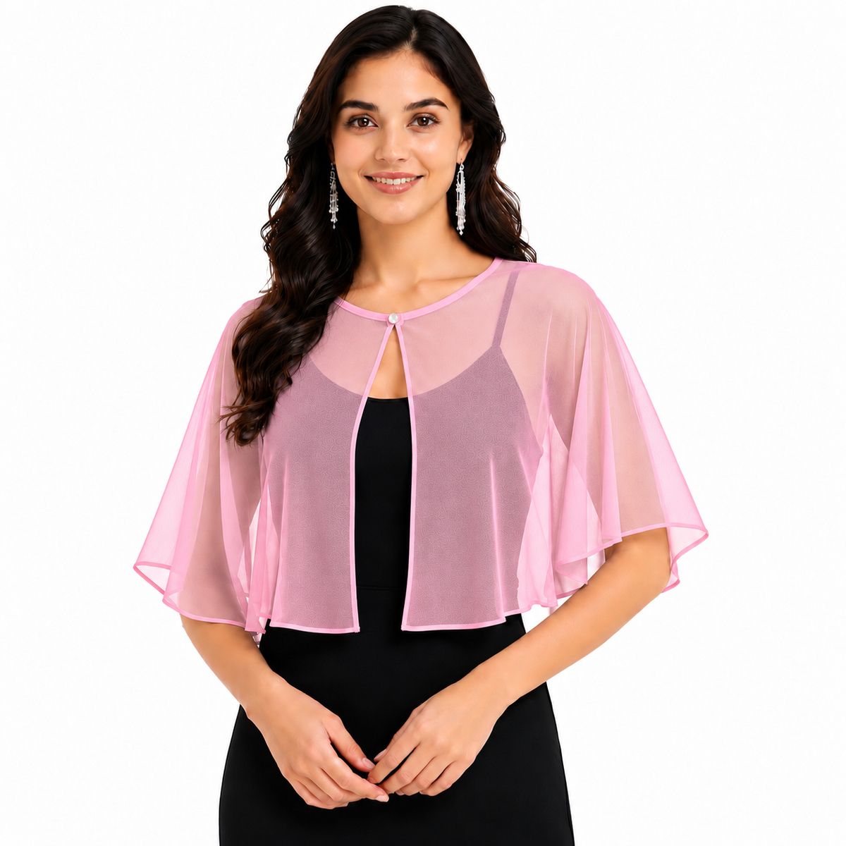 HAYZO Pink Sheer Cape Shrug