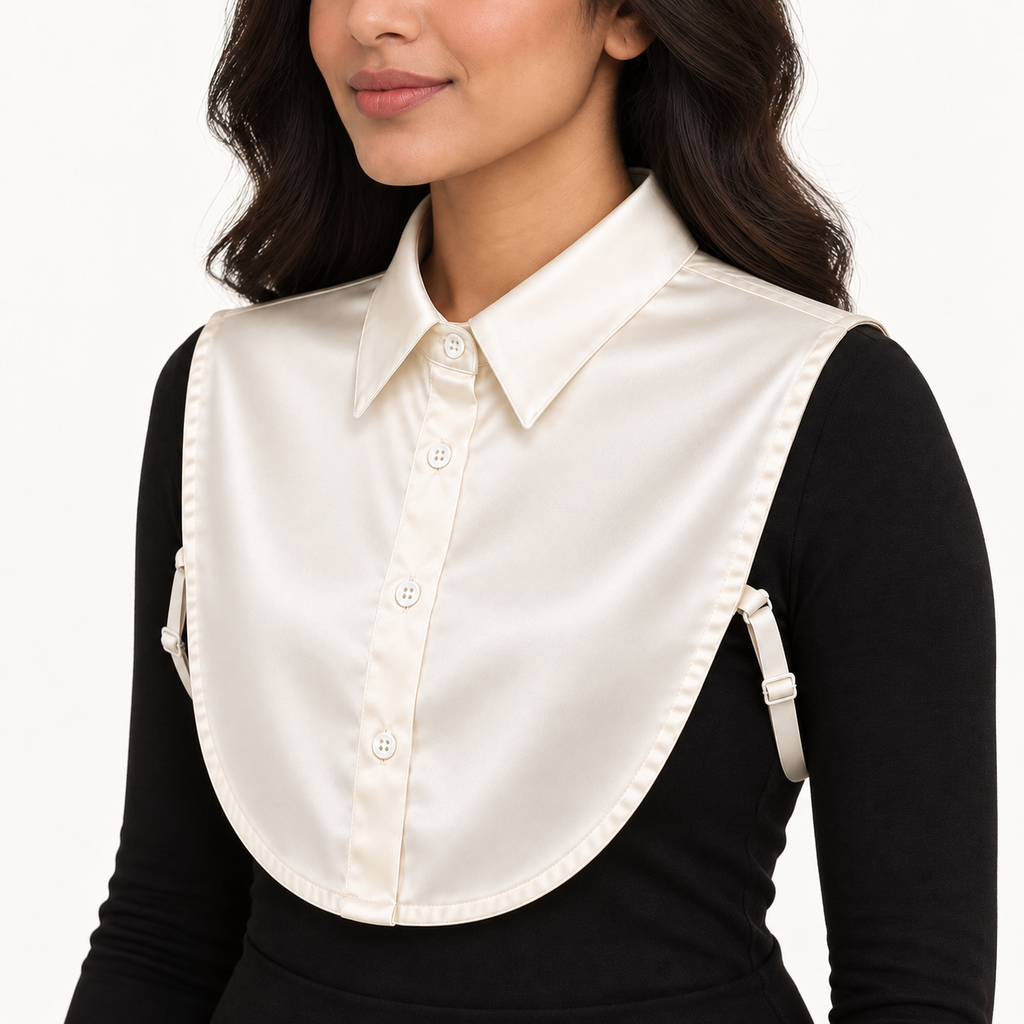 HAYZO Ivory Satin Detachable Shirt Collar