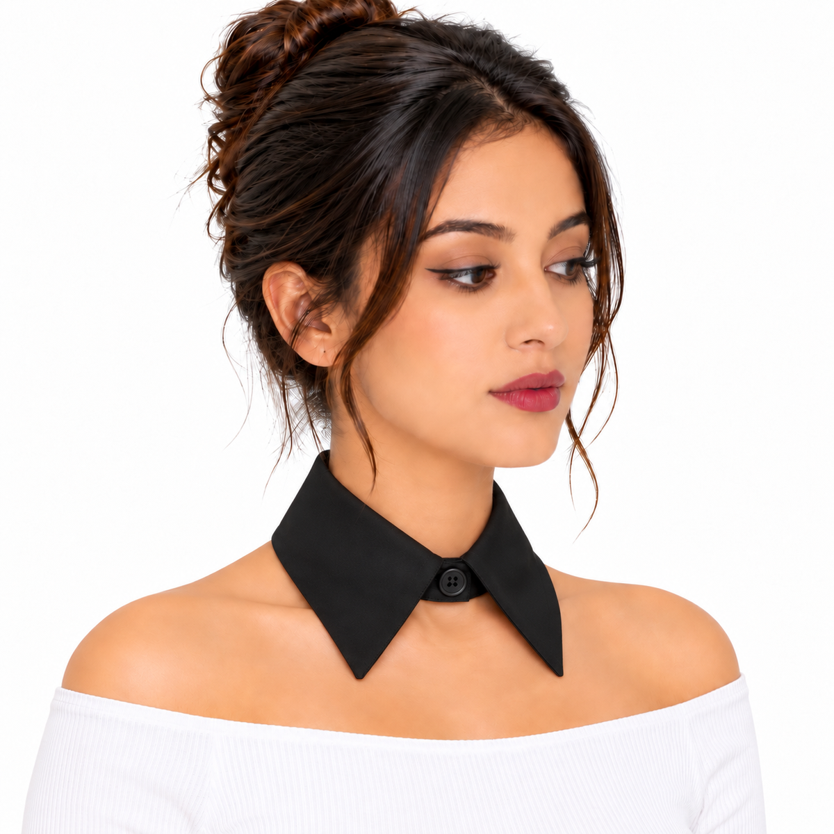 HAYZO Women’s Black Satin Detachable Shirt Collar