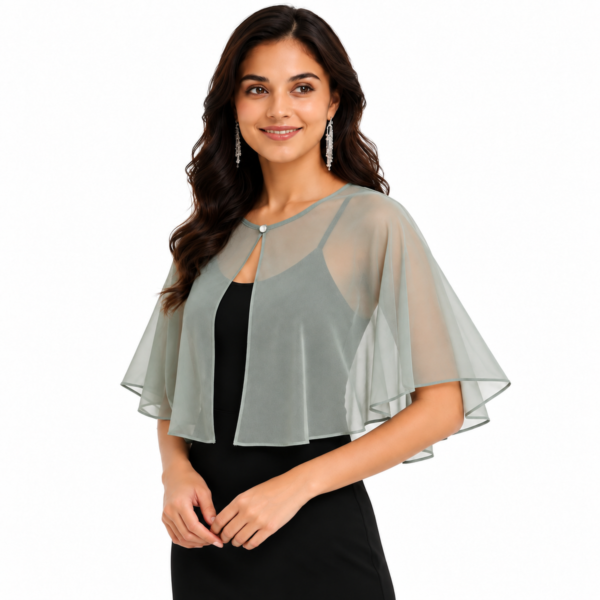 HAYZO Sage Green Sheer Cape Shrug