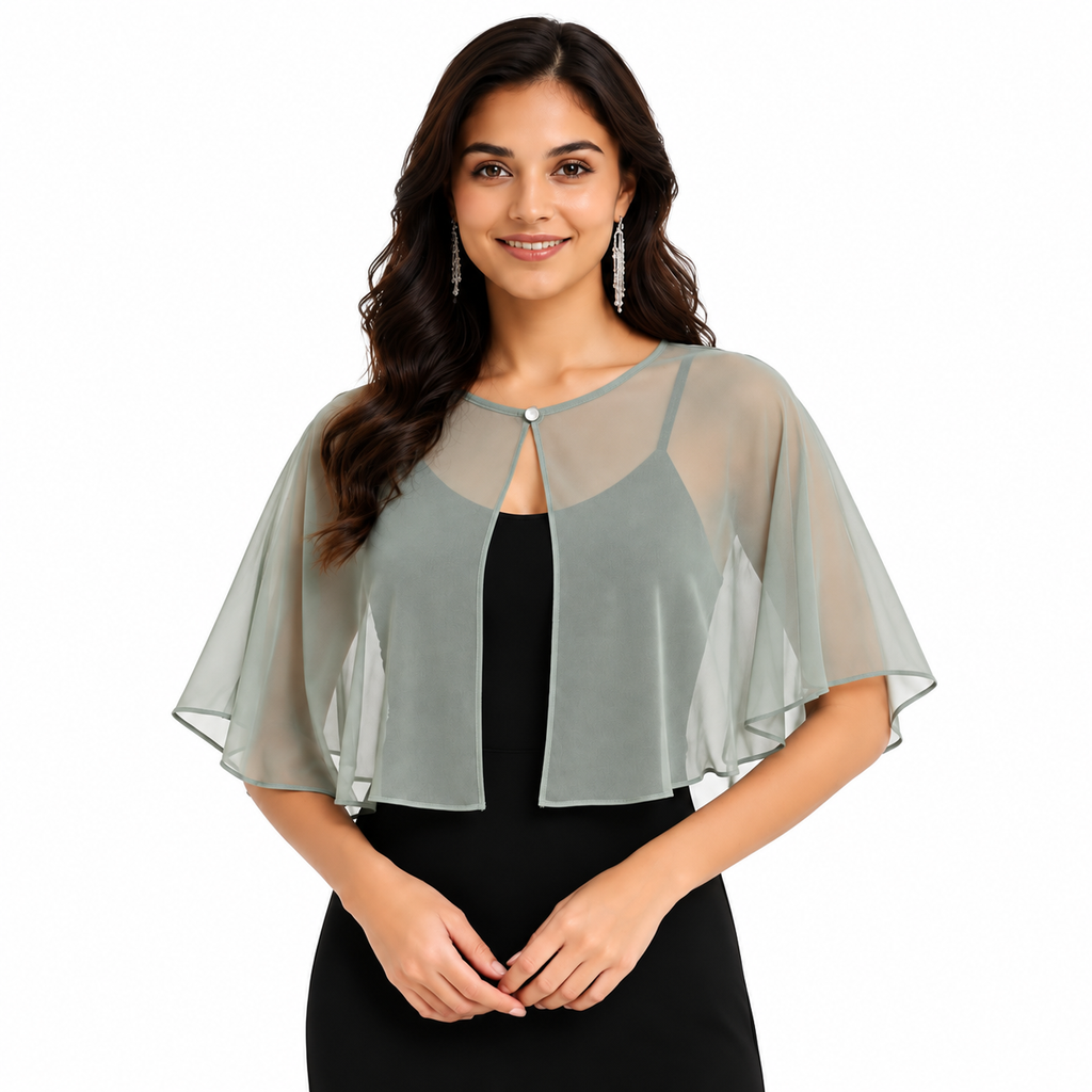 HAYZO Sage Green Sheer Cape Shrug