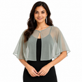 HAYZO Sage Green Sheer Cape Shrug