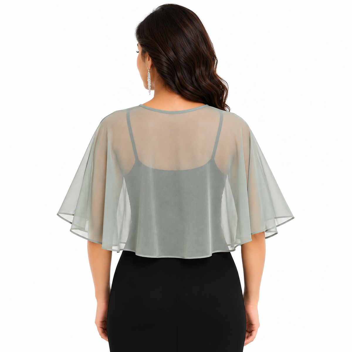 HAYZO Sage Green Sheer Cape Shrug