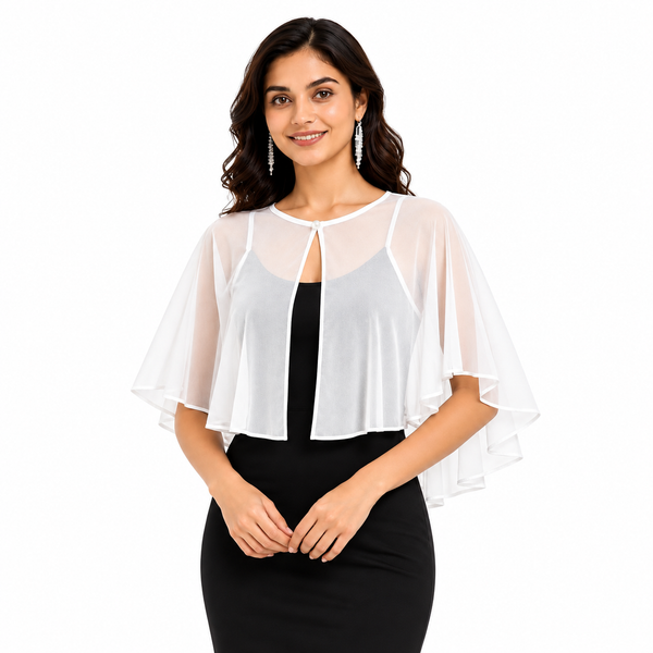 HAYZO White Sheer Cape Shrug for Women