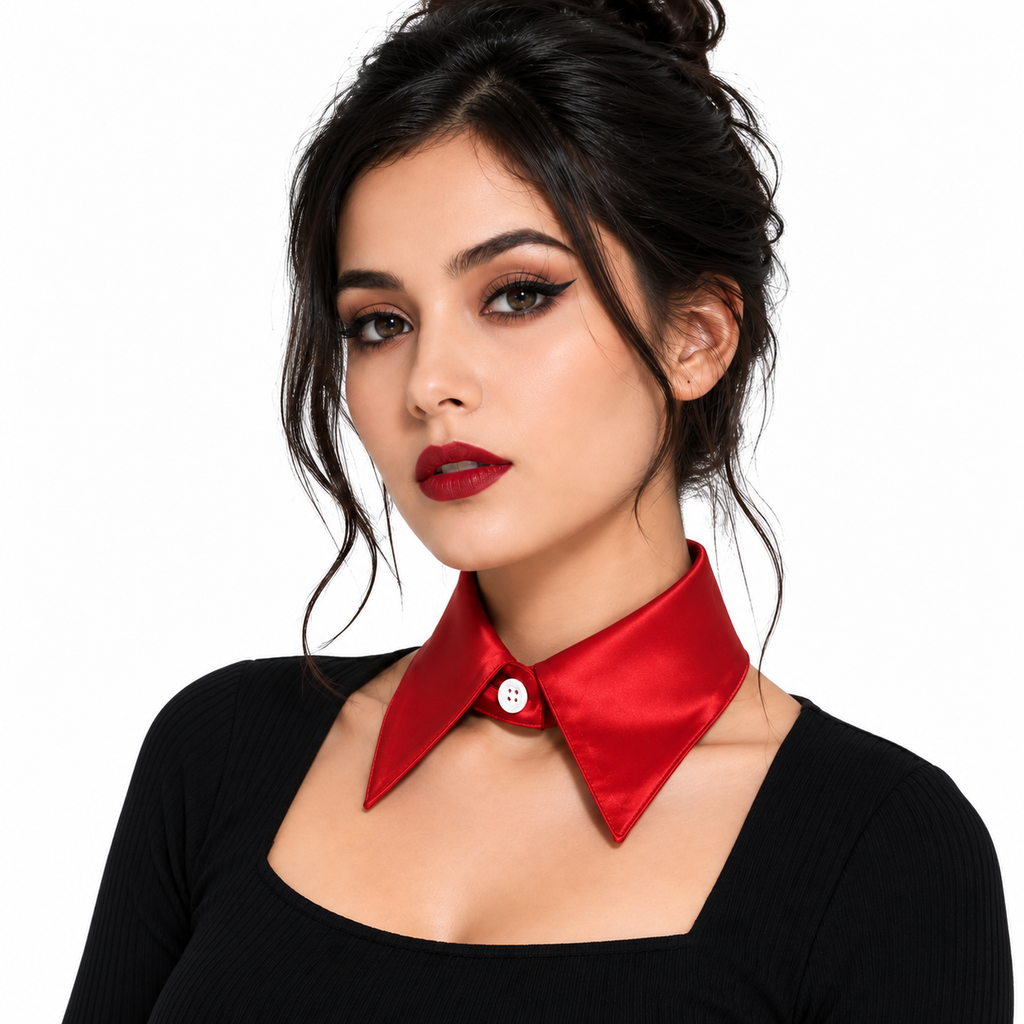 HAYZO Women’s Red Satin Detachable Shirt Collar