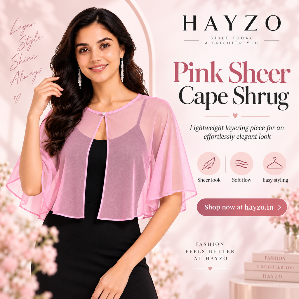 HAYZO Pink Sheer Cape Shrug