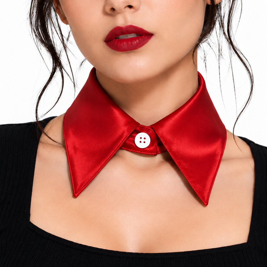 HAYZO Women’s Red Satin Detachable Shirt Collar