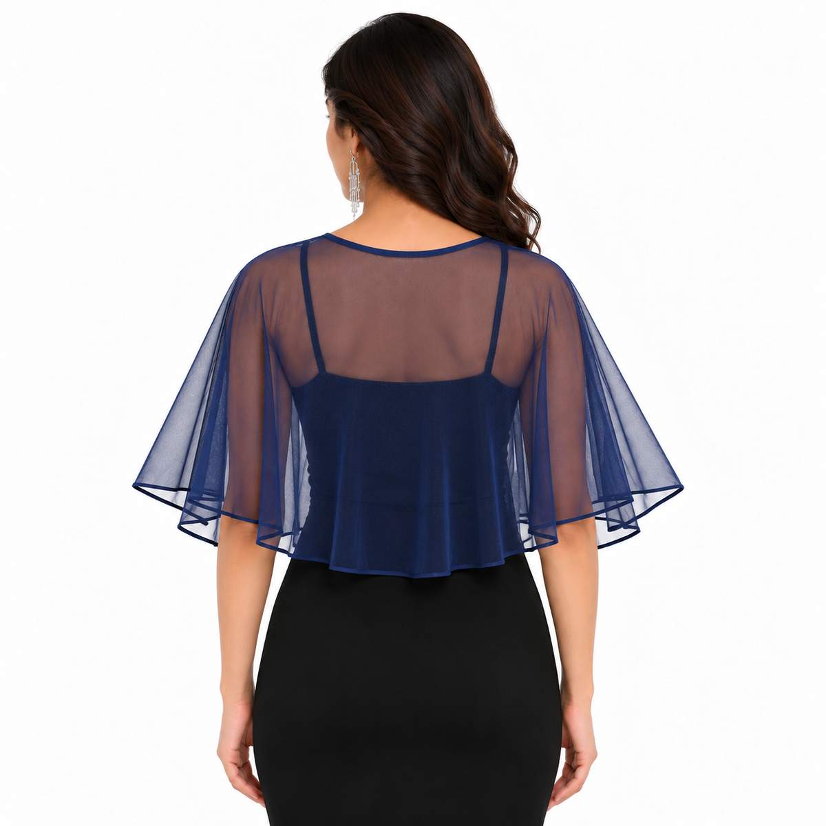 HAYZO Women’s Navy Blue Net Cape Shrug