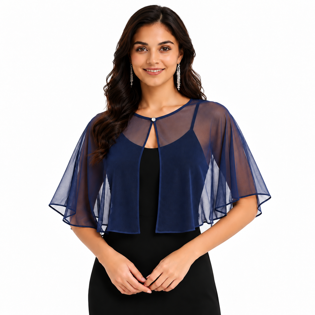 HAYZO Women’s Navy Blue Net Cape Shrug