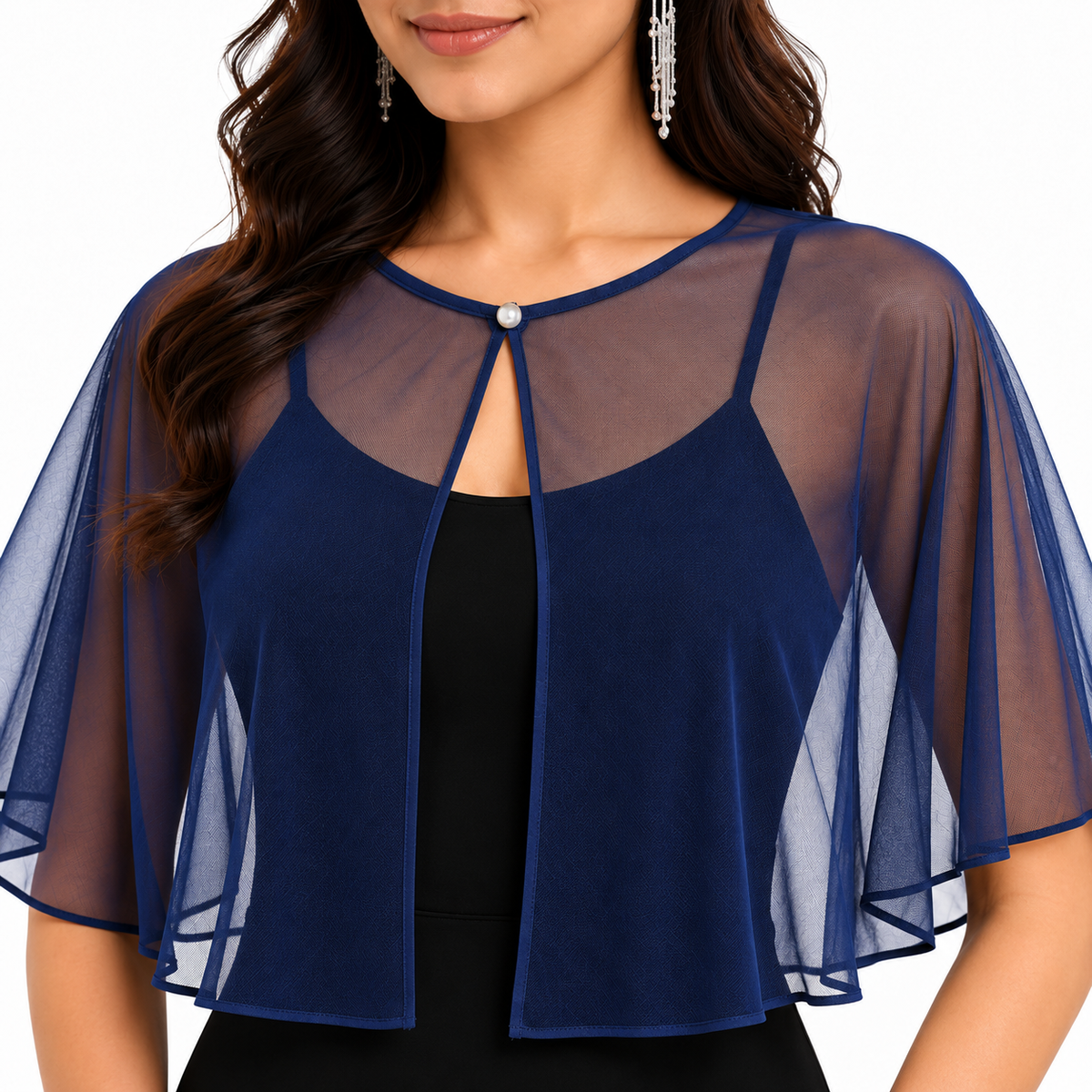 HAYZO Women’s Navy Blue Net Cape Shrug