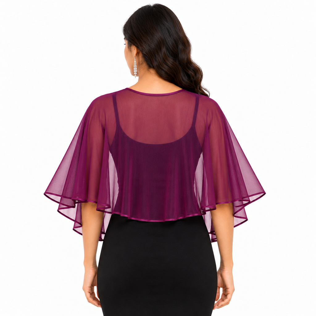 HAYZO Women’s Plum Purple Net Cape Shrug