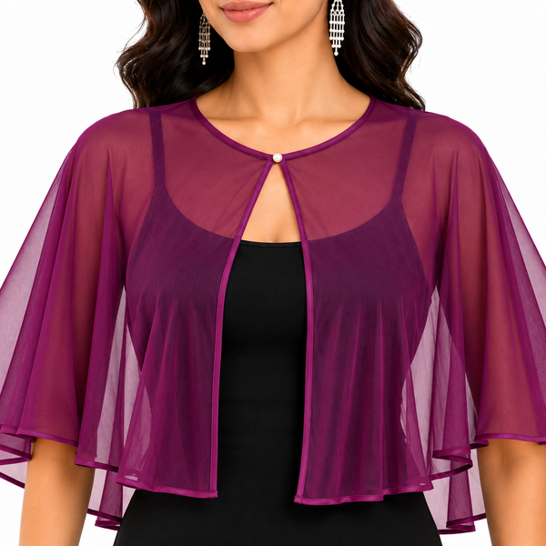 HAYZO Women’s Plum Purple Net Cape Shrug